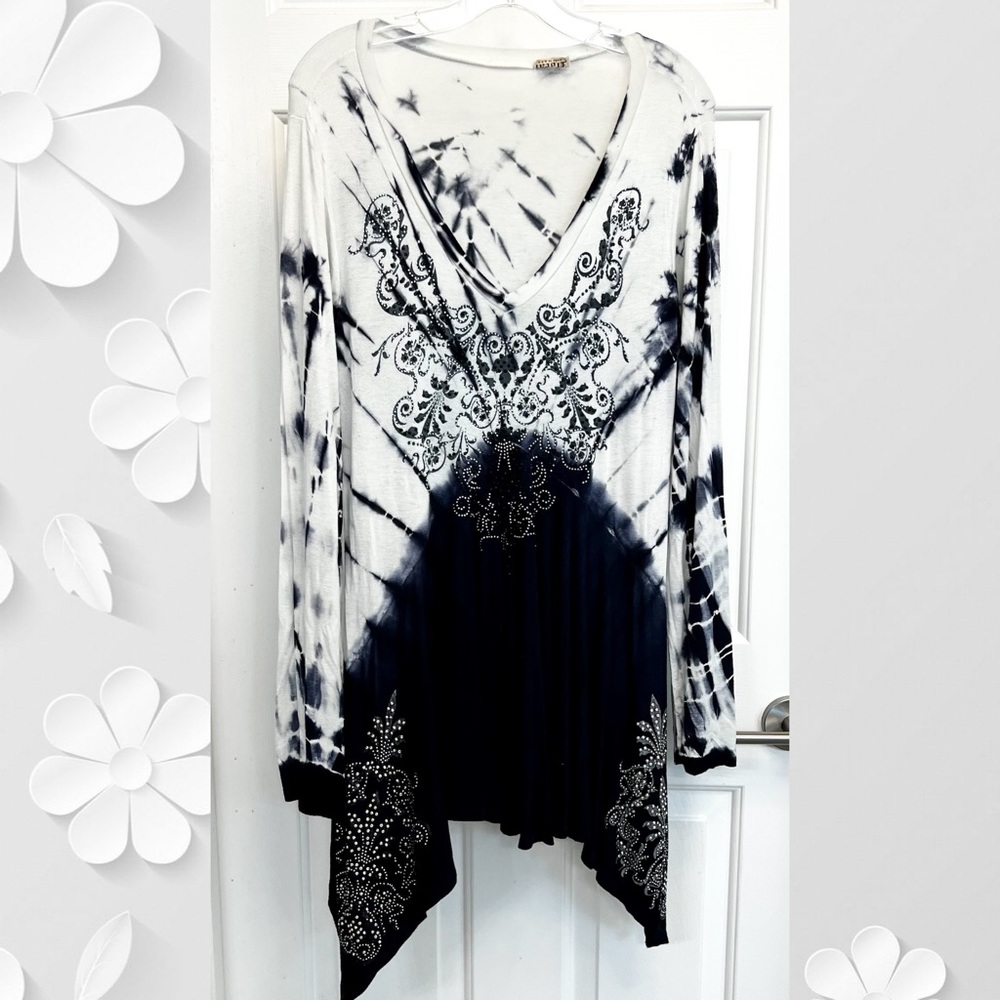 Doral Navy White Long Sleeve Tunic L